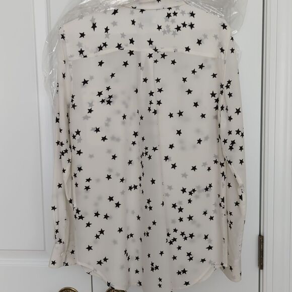 EQUIPMENT Slim Signature Star Silk Shirt White Top Small - Picture 14 of 15